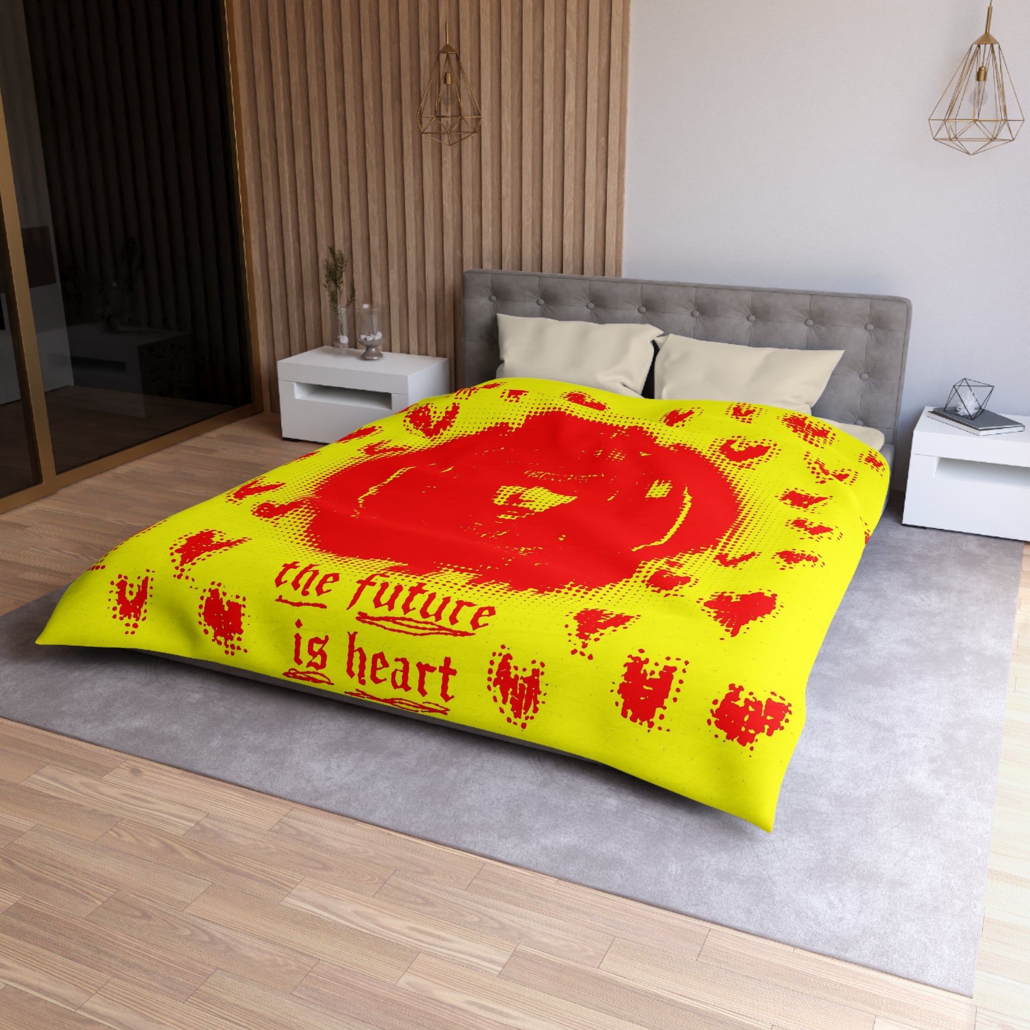 Duvet Cover — Retro Pop Heart "the future is heart" Microfiber Bedding